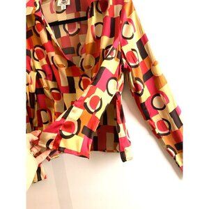 Renfrew vintage 90s silk womens blouse  Med multi  print